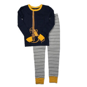 Mightly Boys Gray | Navy Guitar 2-piece Pajamas size: 6-14 Years